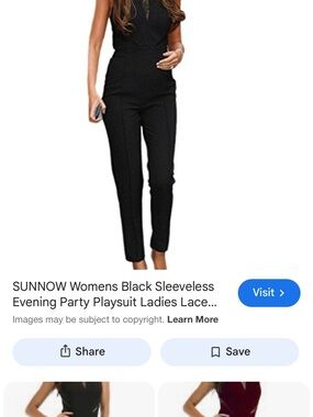 Black Sleeveless Tailored Jumpsuit with Lace Yoke